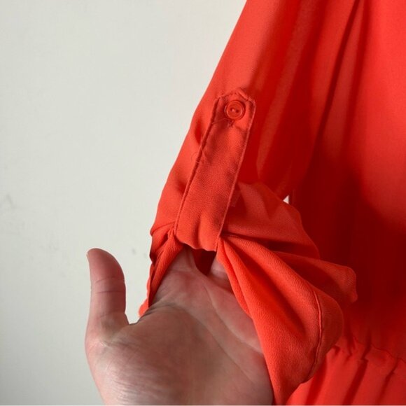 Naked Zebra V-neck Drawstring Tunis Shirt Dress Coral Pink Red Size Small - Picture 6 of 14